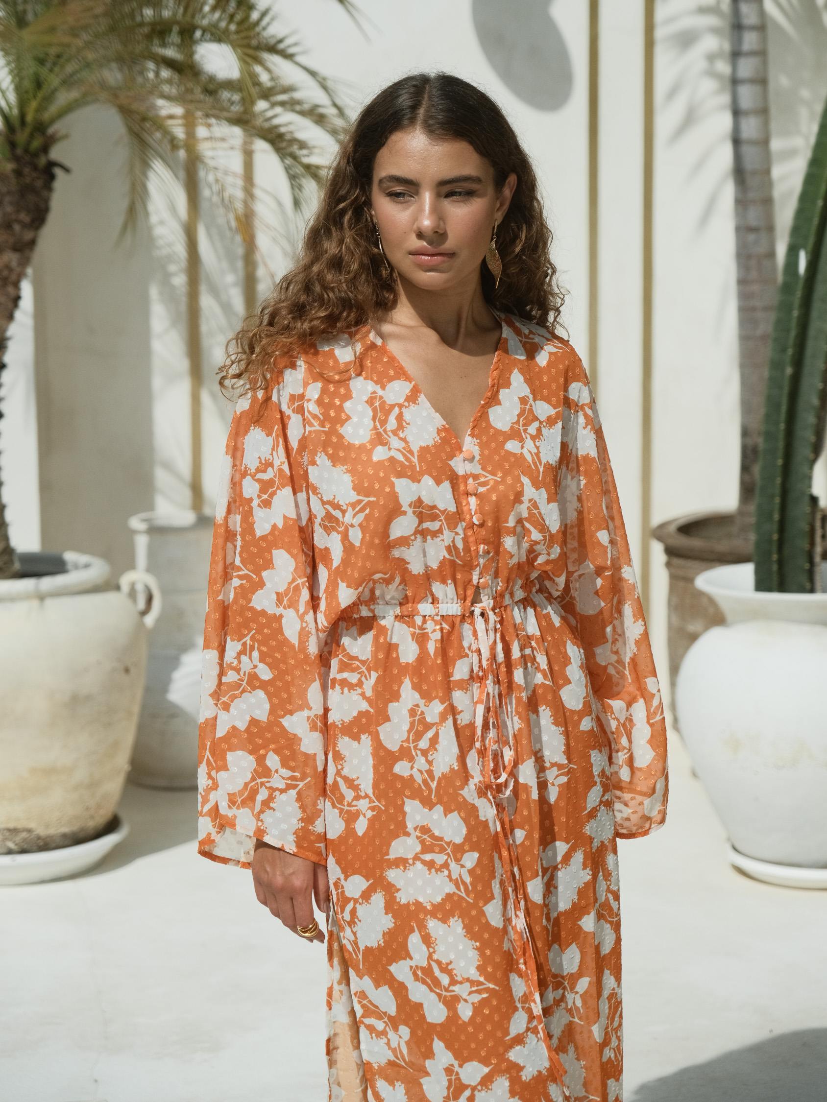 orange-floral-chiffon-beach-cover-up