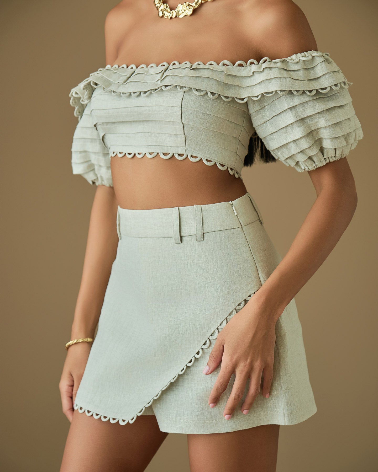 Effortless beige linen co-ord set for summer styling