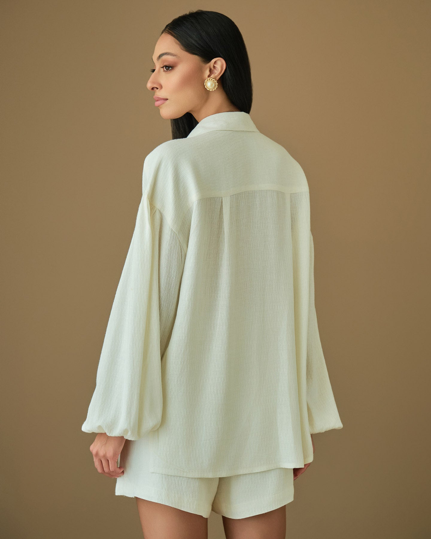 Cream cotton summer set with airy feel and relaxed silhouette
