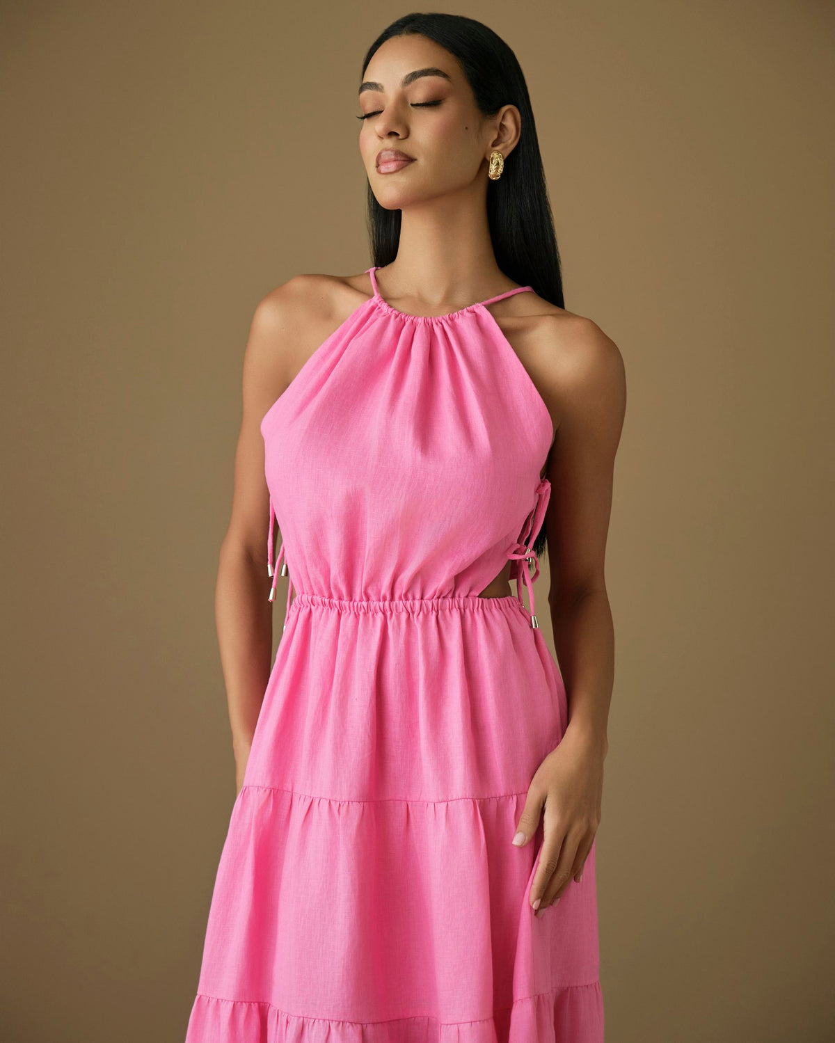 Iliana linen dress in pink