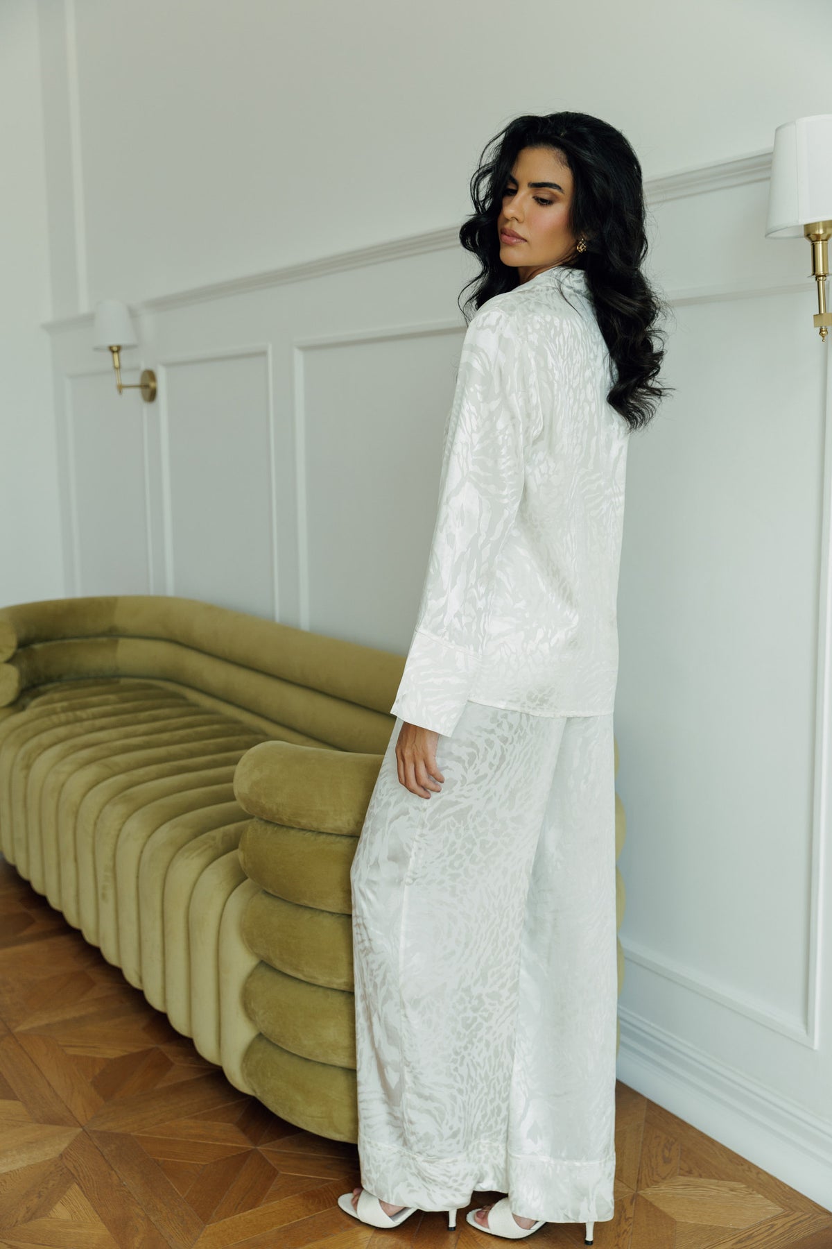 Eleese Set Ivory relaxed-fit shirt and matching wide-leg trousers
