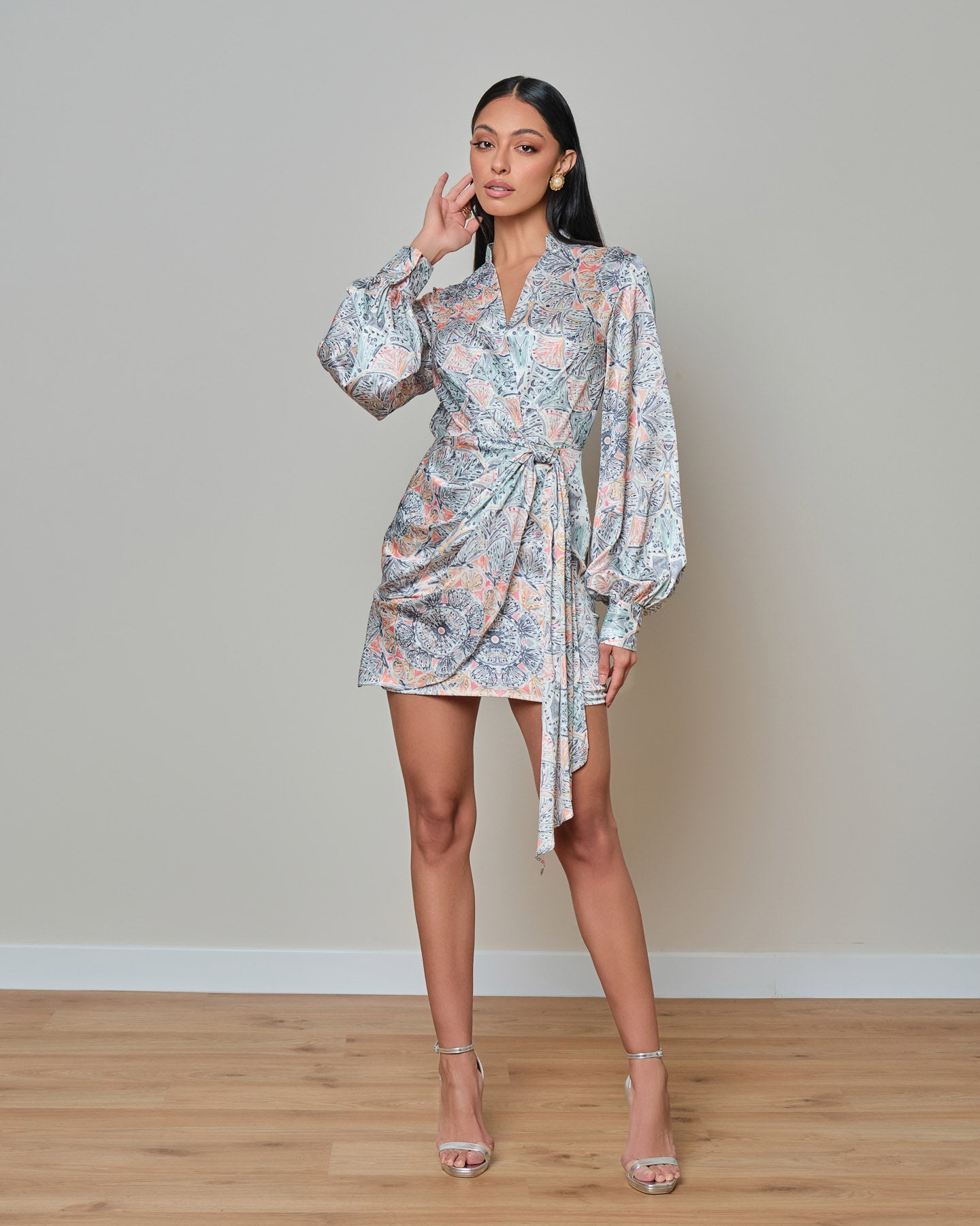 Chic satin wrap dress perfect for evening or resort styling